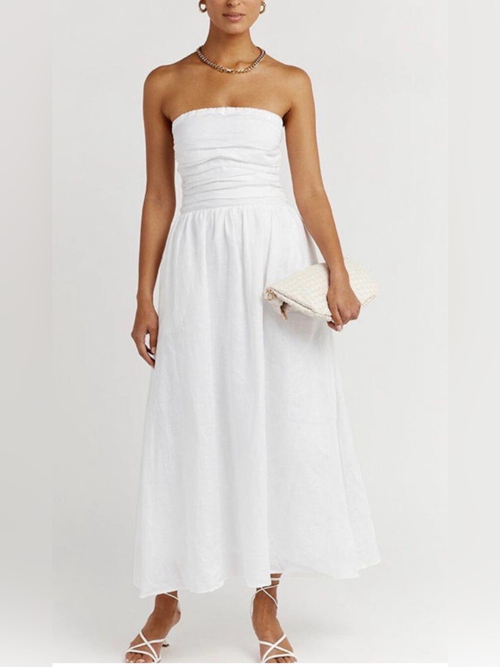 Dissh Lexi White Linen Midi Dress